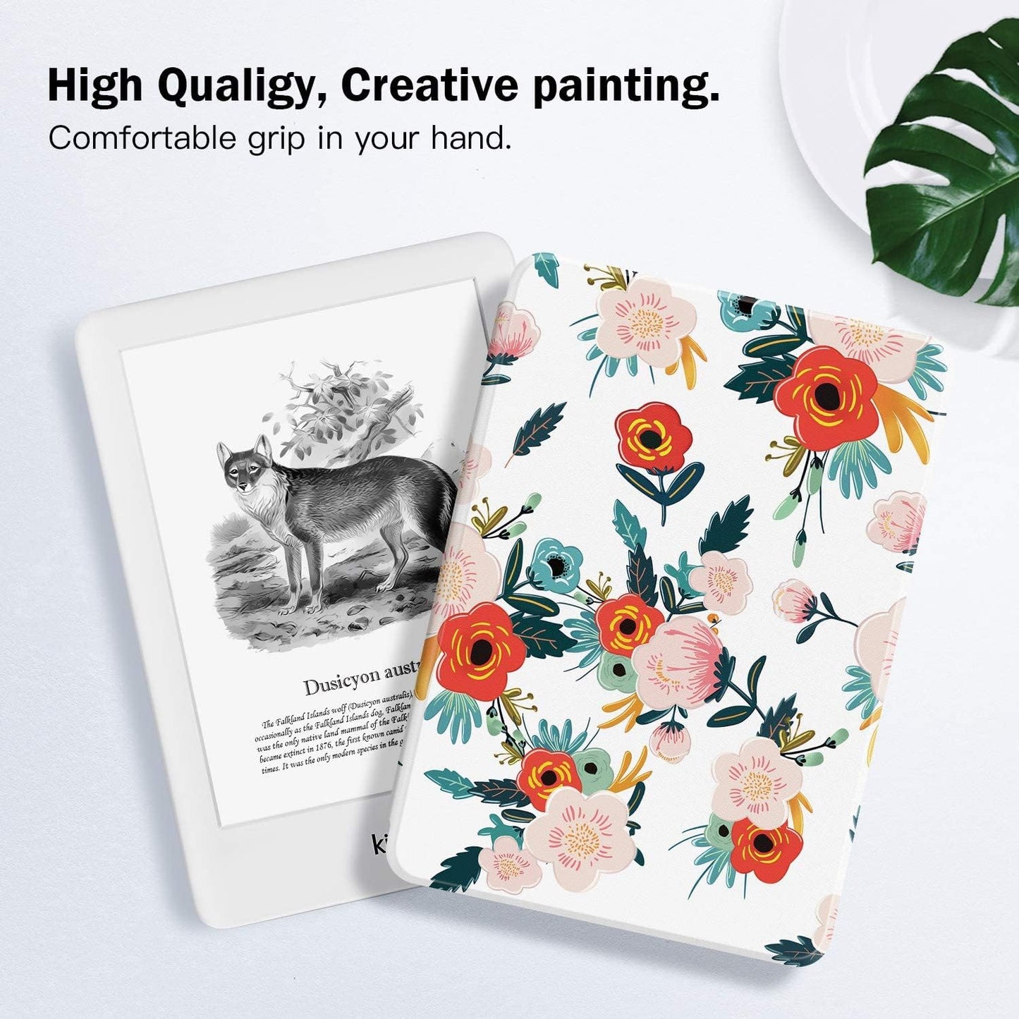 Slim Case for Kindle (10Th Gen, 2019 Released) - PU Leather Cover with Auto Wake/Sleep-Fits Amazon Kindle 2019 (Will Not Fit Kindle Paperwhite or Kindle Oasis or Kindle 2022), Flowers