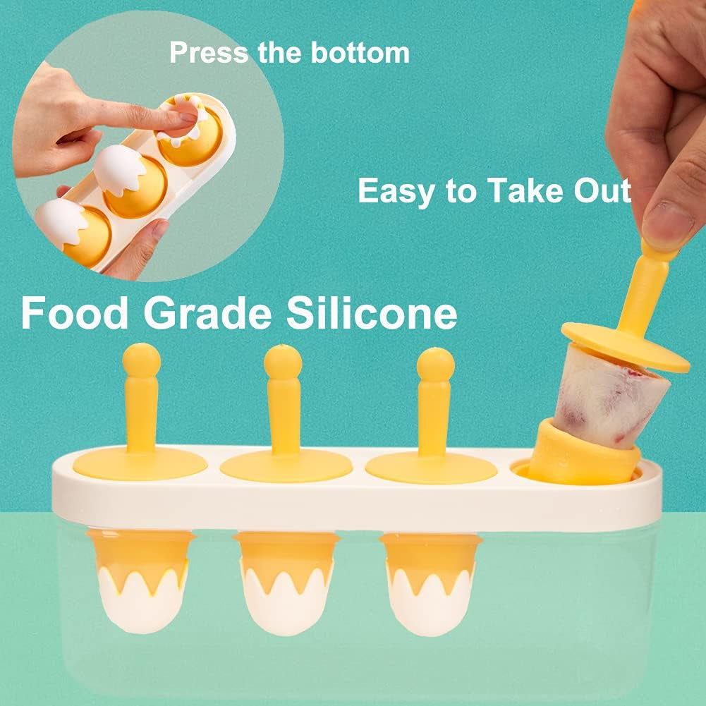 Homemade Popsicle Mold for Kids, Small Reusable Easy Release Silicone Bpa-Free Ice Cream Maker DIY Teething Mini Popsicle for Toddlers & Babby(Orange)
