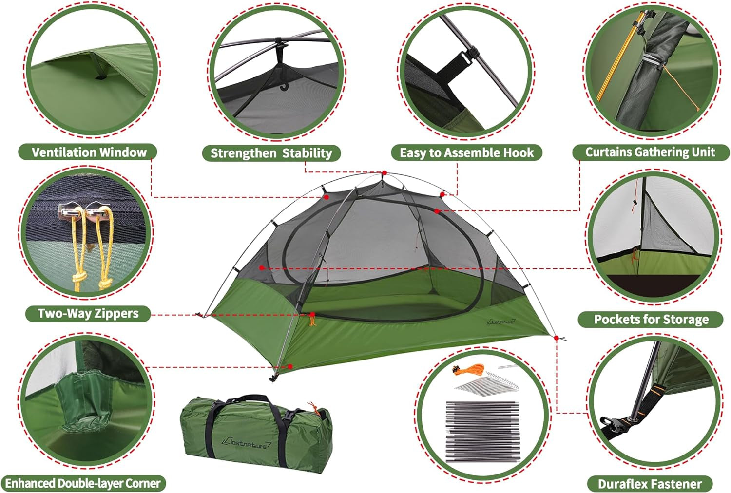 Lightweight Backpacking Tent - 3 Season Ultralight Waterproof Camping Tent, Large Size Easy Setup Tent for Family, Outdoor, Hiking and Mountaineering