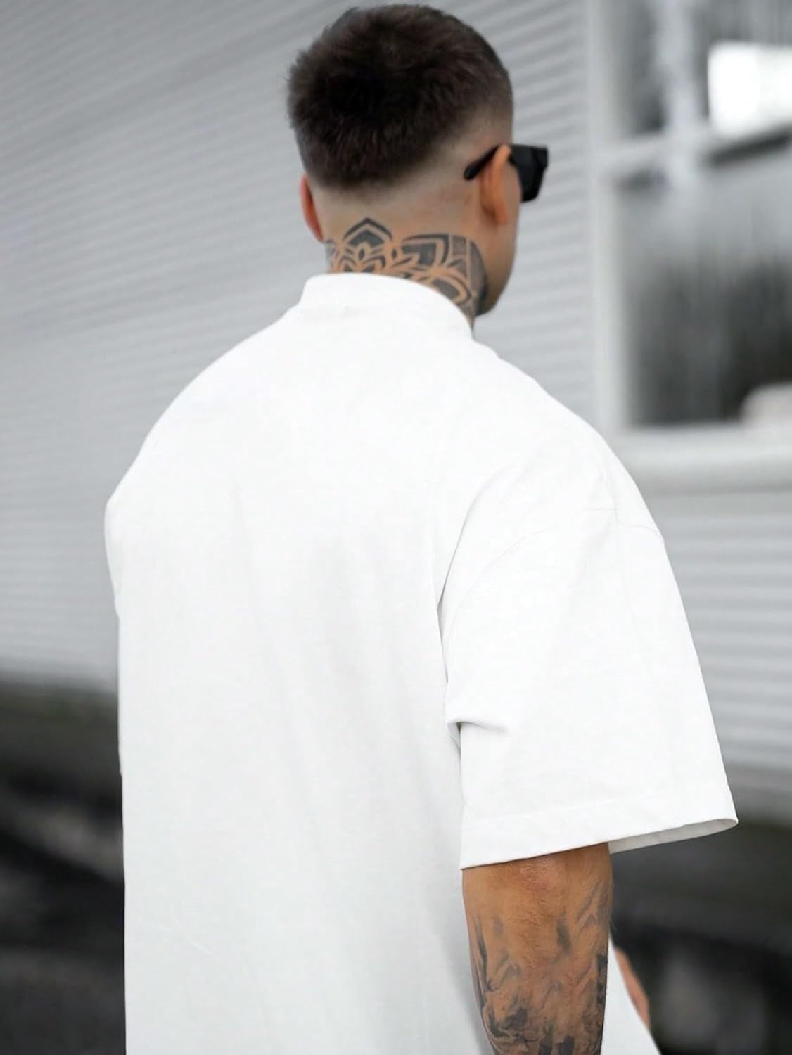 Men'S Letter Graphic Striped round Neck Short Sleeve Top Tee Shirt