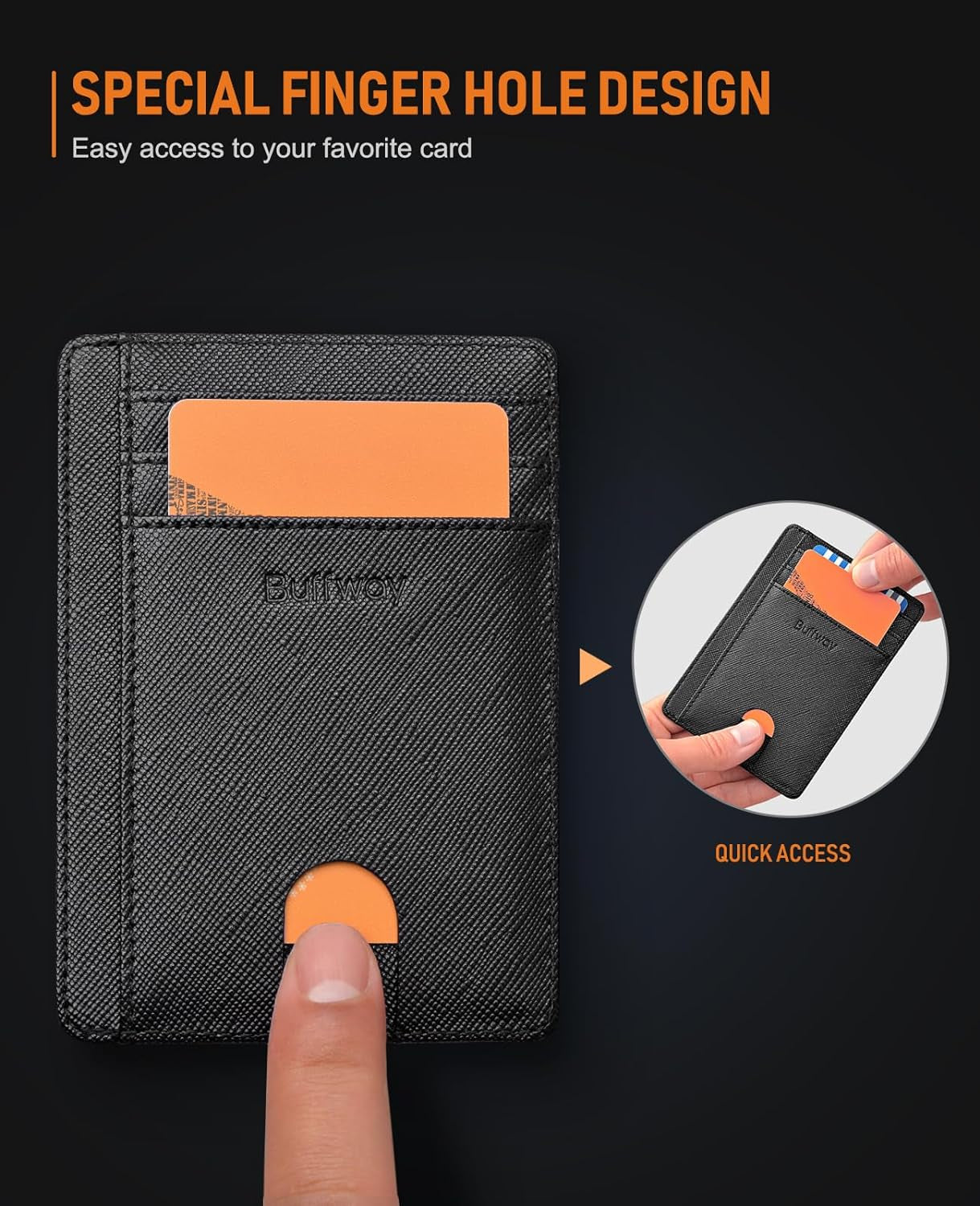 Slim Minimalist Front Pocket RFID Blocking Leather Wallets for Men and Women