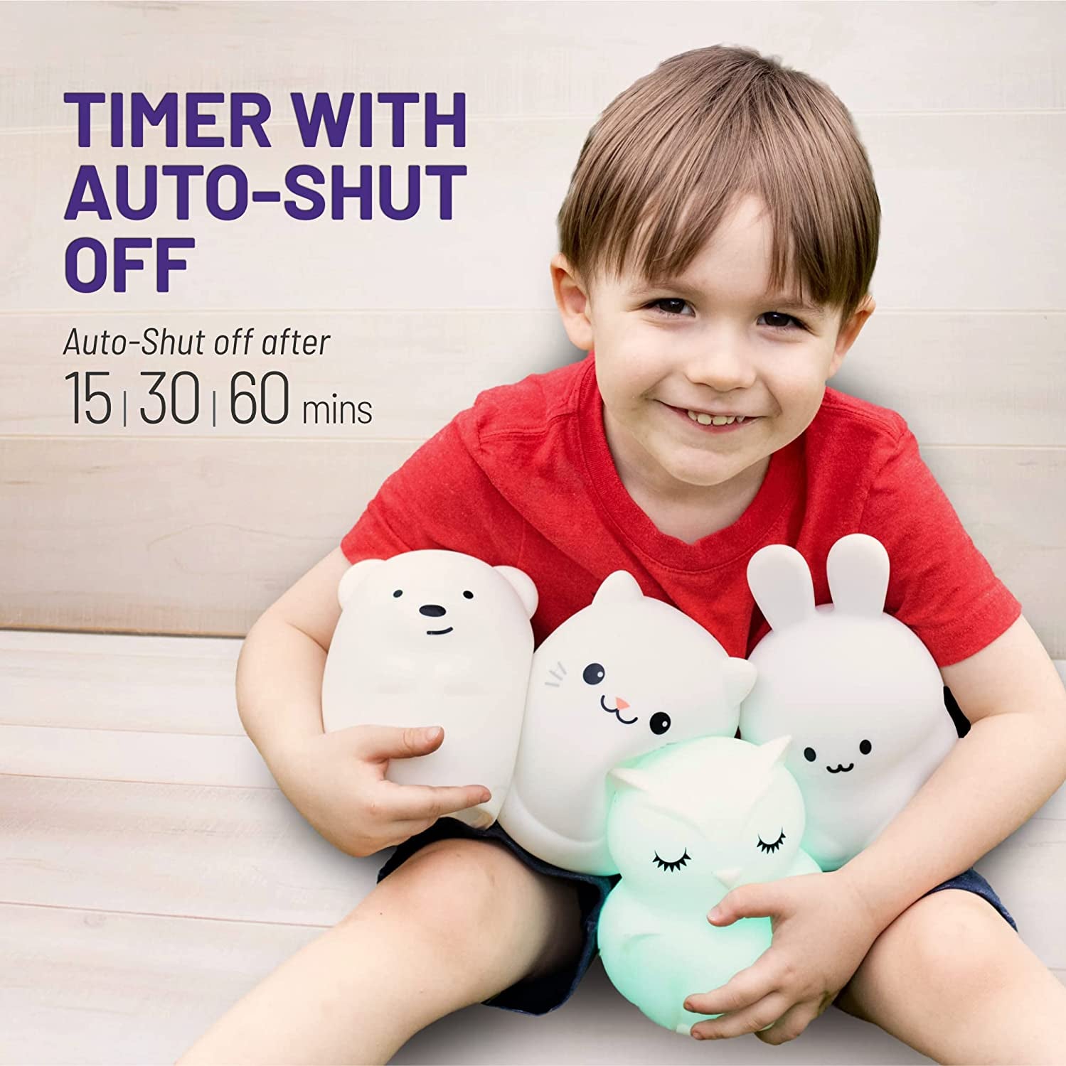 Bunny Rabbit, Night Light, Silicone Nursery Light for Baby and Toddler, Cute Squishy Animal Night Lights for Kids, Girls and Boys, Kawaii Night Light for Bedroom