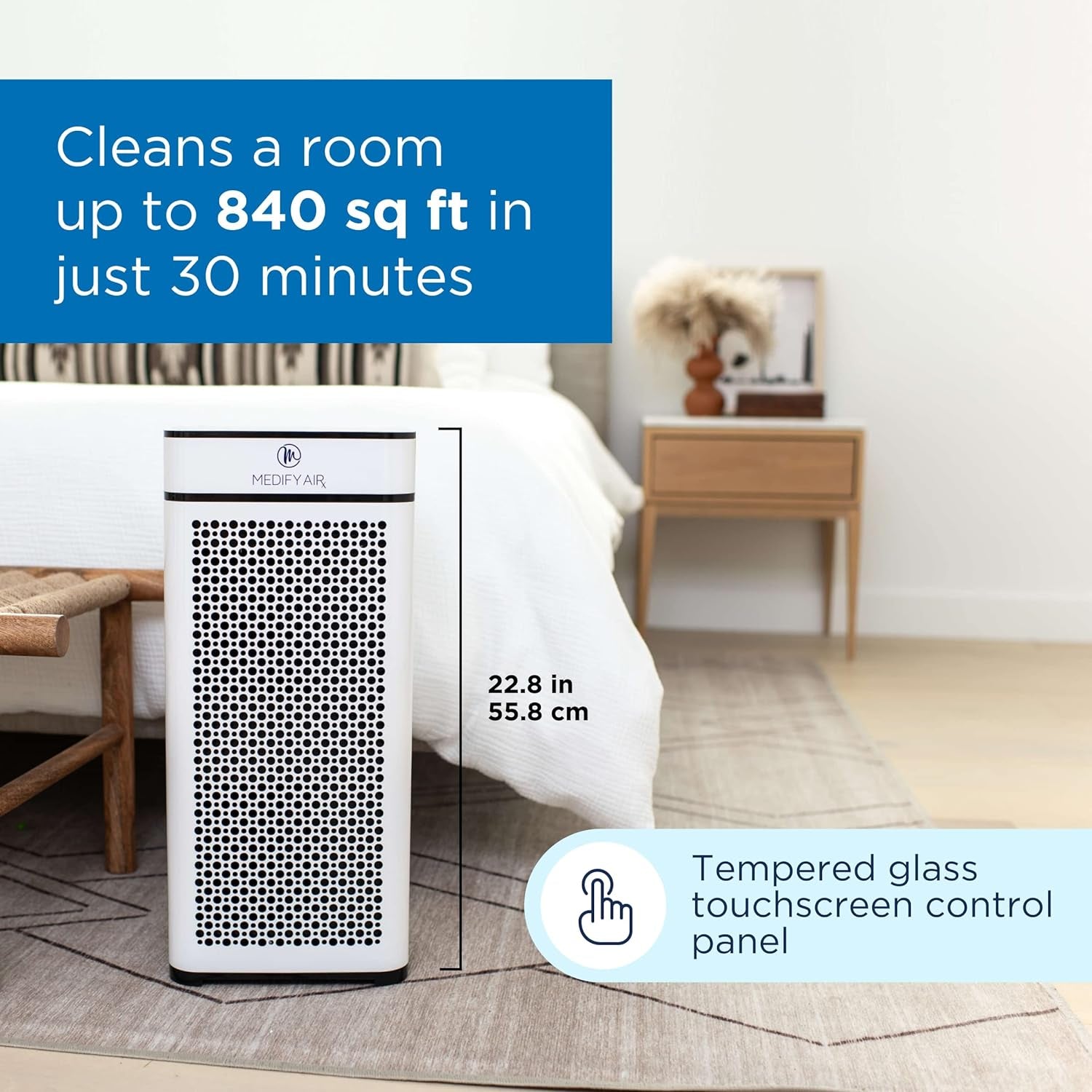 Medify MA-40 Air Purifier with True HEPA H13 Filter | 1,793 Ft² Coverage in 1Hr for Smoke, Wildfires, Odors, Pollen, Pets | Quiet 99.9% Removal to 0.1 Microns | White, 2-Pack