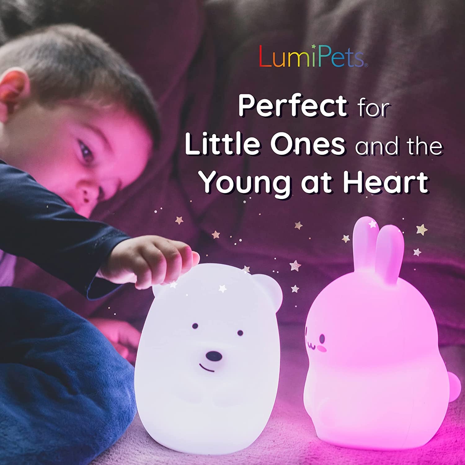 Bunny Rabbit, Night Light, Silicone Nursery Light for Baby and Toddler, Cute Squishy Animal Night Lights for Kids, Girls and Boys, Kawaii Night Light for Bedroom