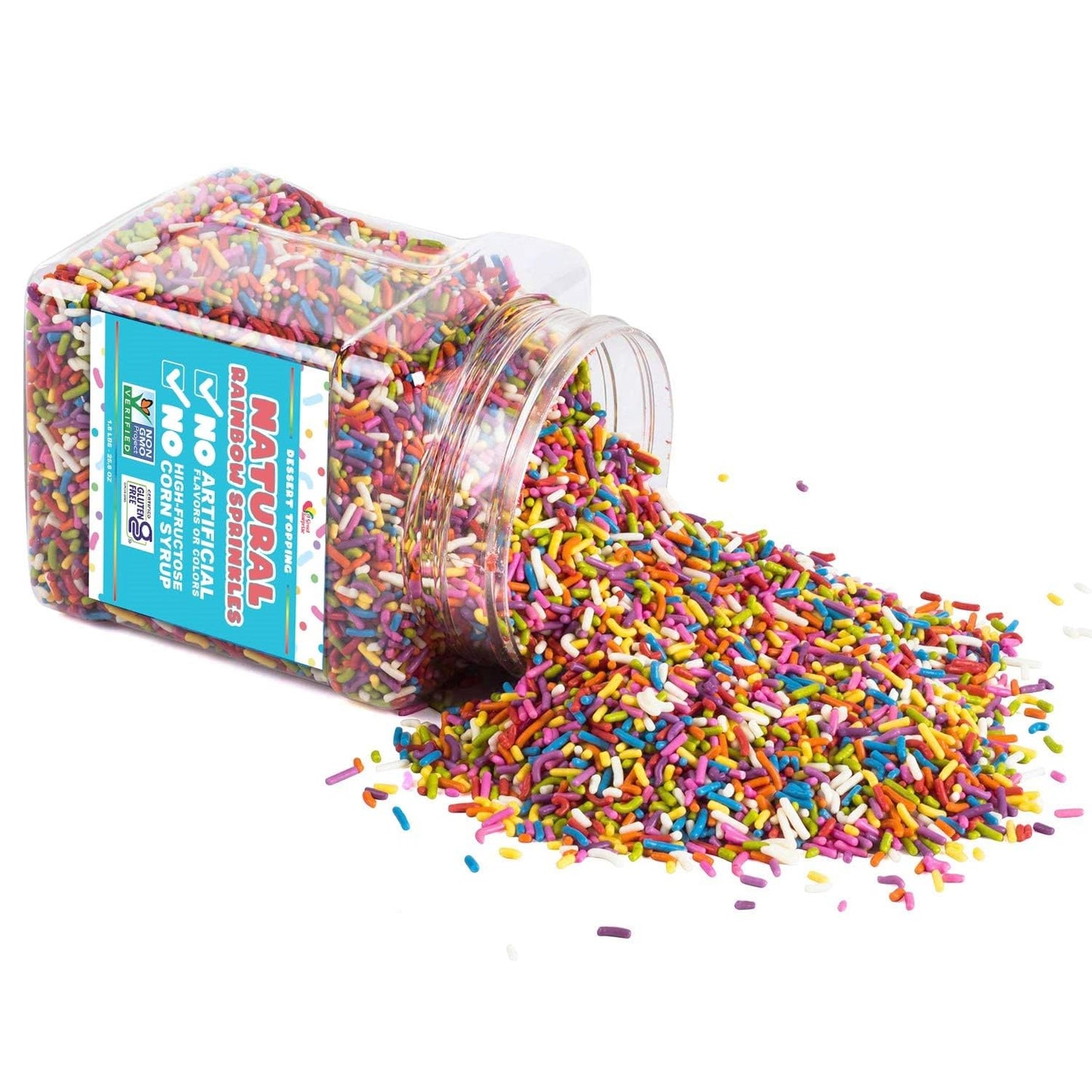 Dye Free Sprinkles - 1.6 Pounds - Vegan Rainbow Sprinkles - All Natural Ice Cream Topping Jimmies for Mother'S Day - Non-Gmo Cake Decorating Sprinkles