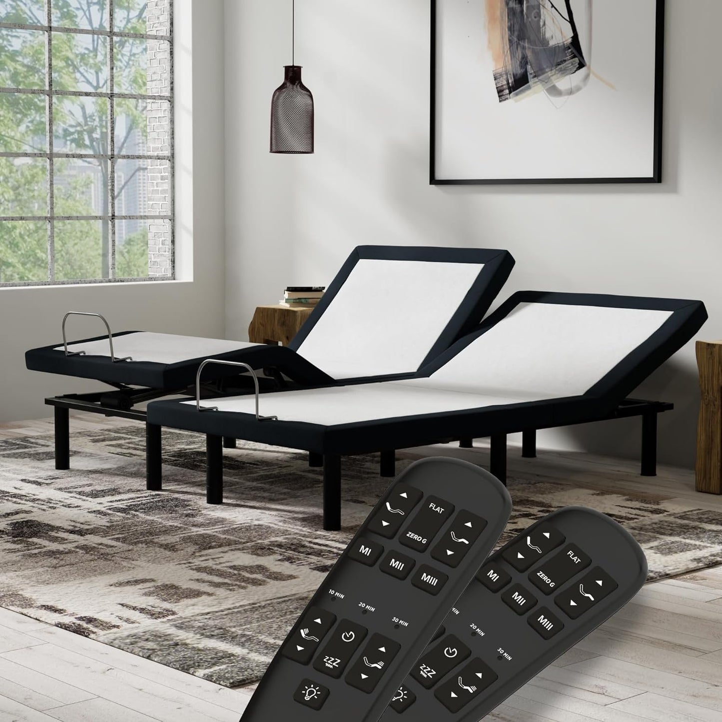 Split King E4 Adjustable Bed Base Frame with Zero Gravity, Massage, Anti-Snore, Dual USB Charging, under Bed Nightlight
