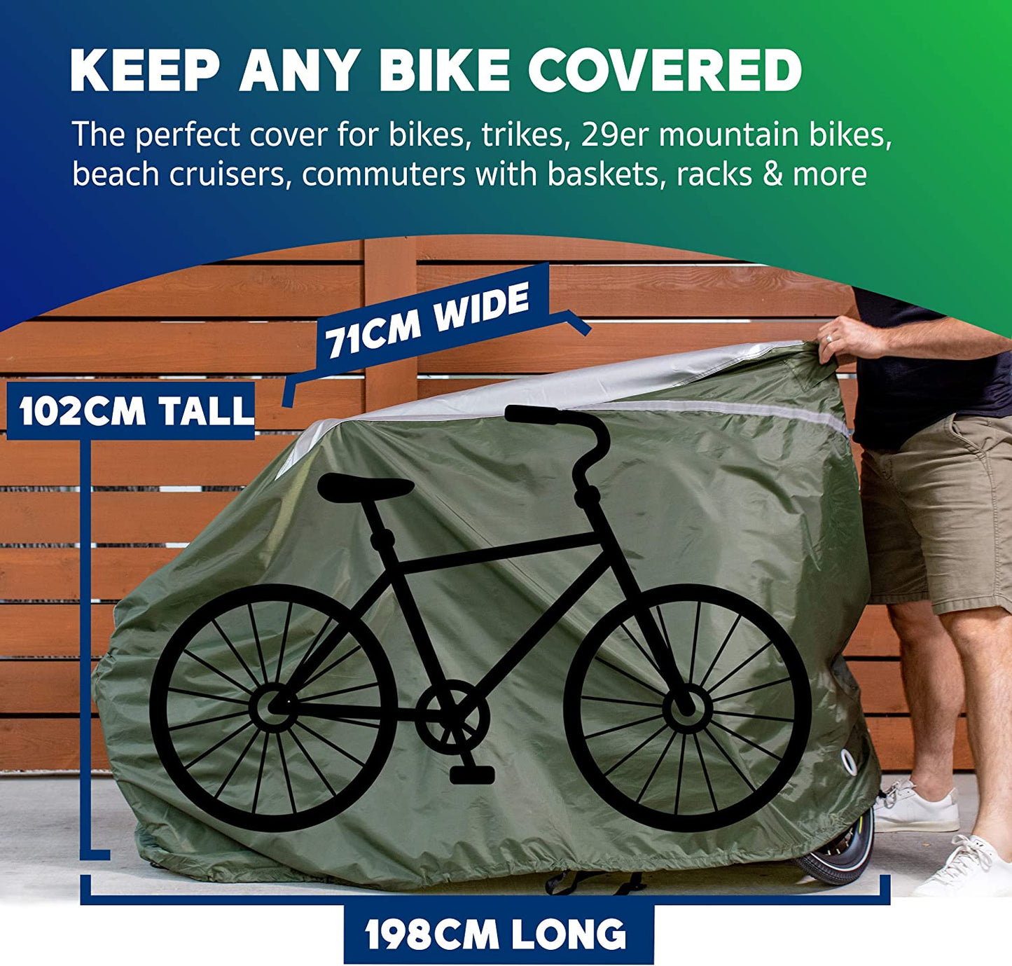 Bike Cover – Reflective Bicycle Covers for outside Storage - Waterproof & Weatherproof Garden Tarp Shelters for Bikes, Trikes, 29Ers, and Electric Bicycles