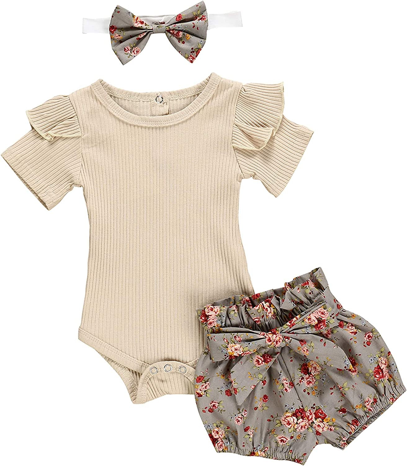 Baby Girl Clothes Ruffle Romper Floral Short Pants Summer Outfits Cute Baby Girl Clothes