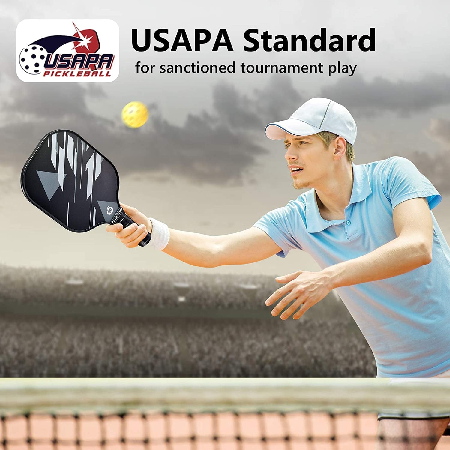 Pickleball Paddles, Lightweight Pickleball Rackets W/Fiberglass Surface, Fiberglass Pickleball Paddles Set of 2 with 4 Pickleball Balls and 1 Bag
