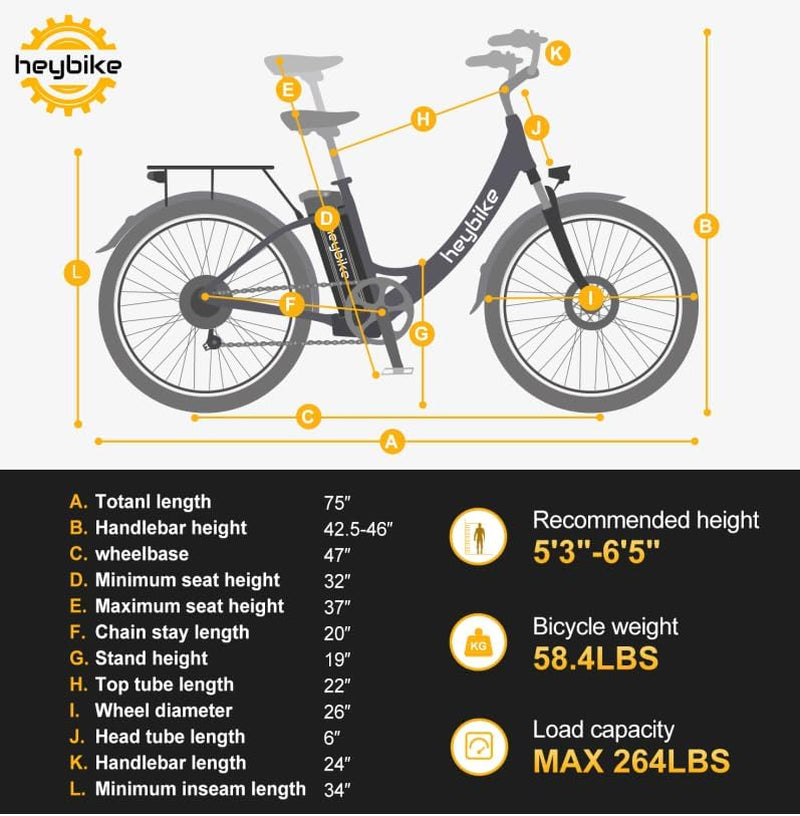 Cityscape Electric Bike 350W(Peak 500W) Electric City Cruiser Bicycle up to 40 Miles 23MPH Removable Battery, 7-Speed and Dual Shock Absorber, 26" Electric Commuter Bike for Adults