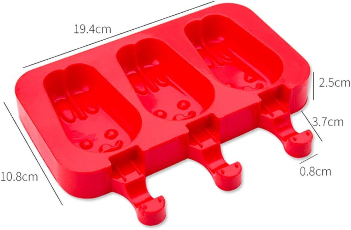 Homemade Popsicle Silicone Molds with Lid, BPA Free Ice Cream Bar Mold, 3 Cavities Silicone Ice Pop Mold with 40 Wooden Sticks, Set of 2 ( Rabbit Shape)