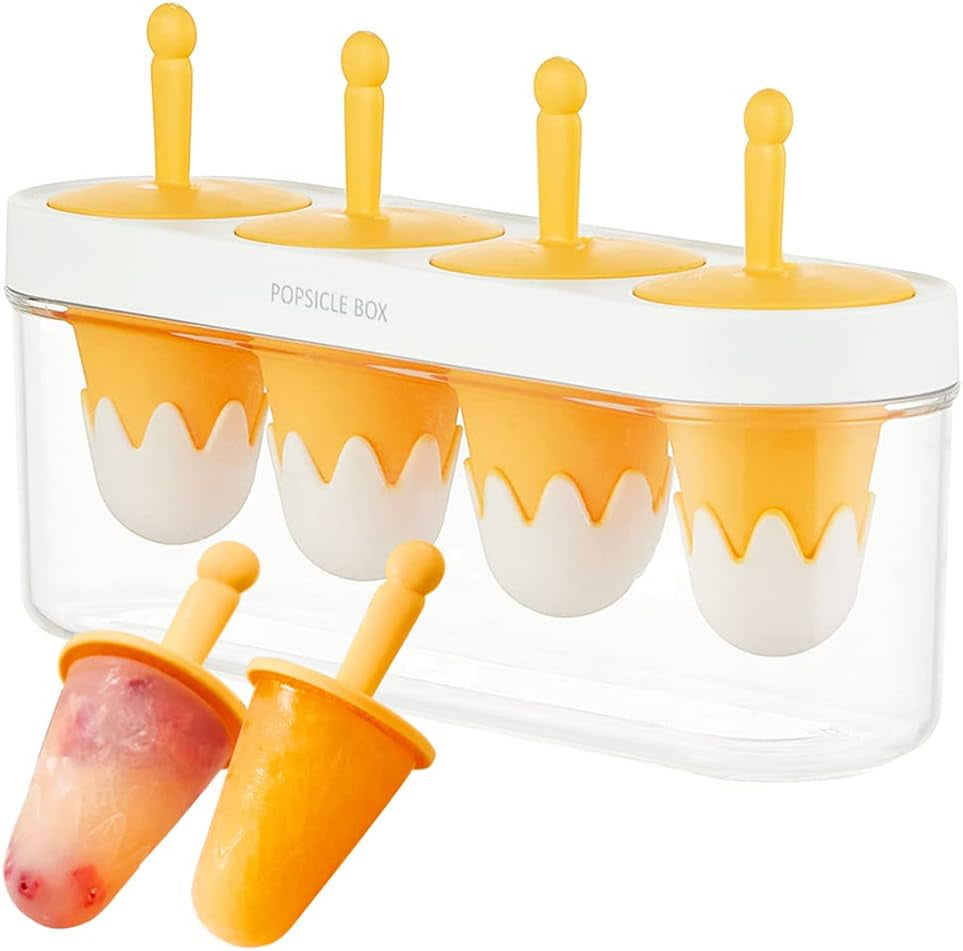 Homemade Popsicle Mold for Kids, Small Reusable Easy Release Silicone Bpa-Free Ice Cream Maker DIY Teething Mini Popsicle for Toddlers & Babby(Orange)