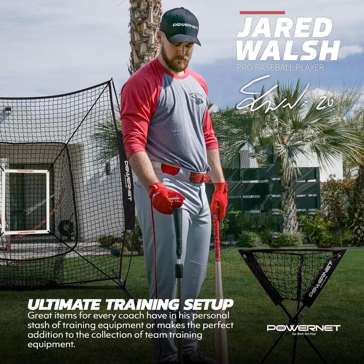 7X7 DLX Practice Net + Deluxe Tee + Ball Caddy + 3 Pack Weighted Ball + Strike Zone Bundle | Baseball Softball Coach Pack | Pitching Batting Training Equipment Set | 7' X 7'