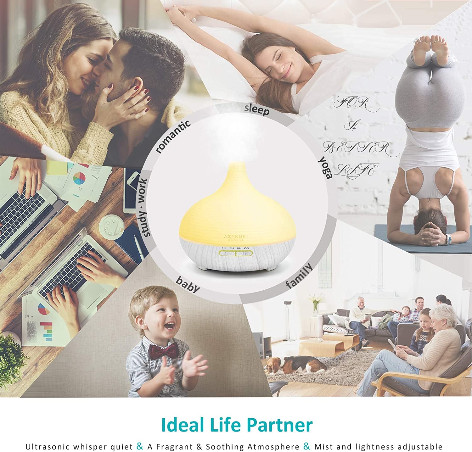 300ML Premium, Essential Oil Diffuser, Quiet 5-In-1 Humidifier, Natural Home Fragrance Diffuser with 7 LED Color Changing Light and Easy to Use