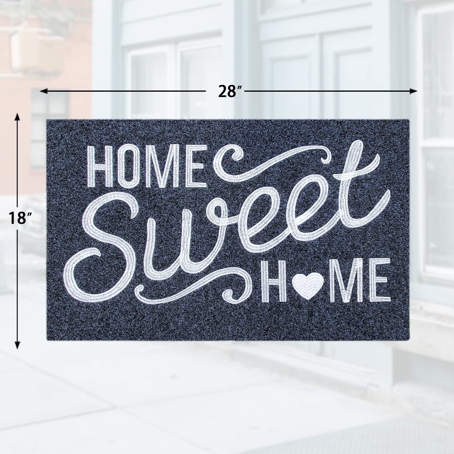 Front Door Mat Non Slip Welcome Mats Outdoor Home Sweet Home Doormat with Rubber Backing Easy to Clean Indoor Mats for Entrance High Traffic Areas Entry Grey