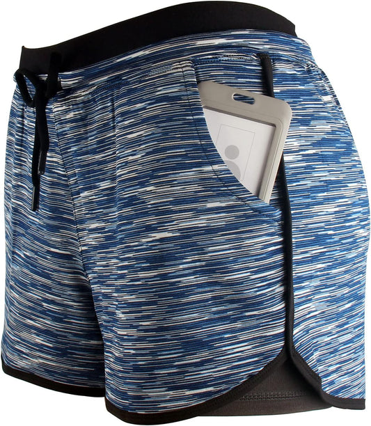 Women Workout Running Shorts 2 in 1 Active Yoga Gym Sport Shorts with Pockets