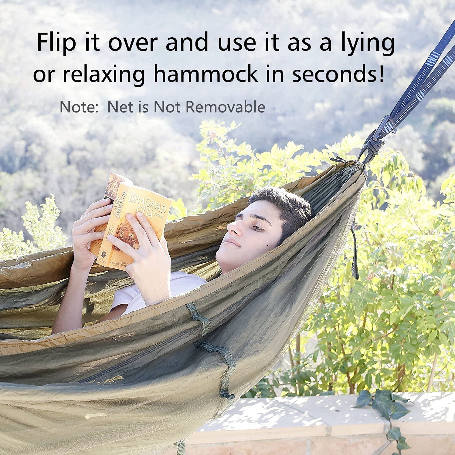 Camping Hammock, Portable Double Hammock with Net, 2 Person Hammock Tent with 2 * 10Ft Straps, Best for Outdoor Hiking Survival Travel