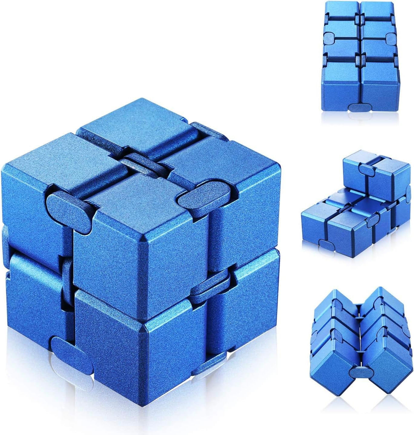 Infinity Cube Fidget Toy, Hand Killing Time Transform Cubes Magic Cubes for Kids and Adult(Blue -Silicone)
