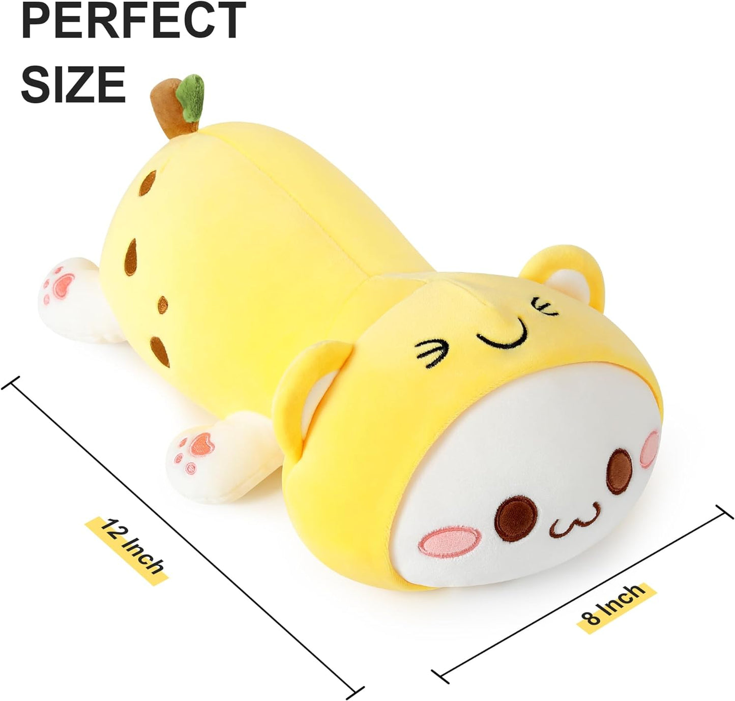Cute Kitten Banana Cat Plush Toy Stuffed Animal Kitty Soft Banana Plushie Pillow for Kids (Banana Cat, 12")