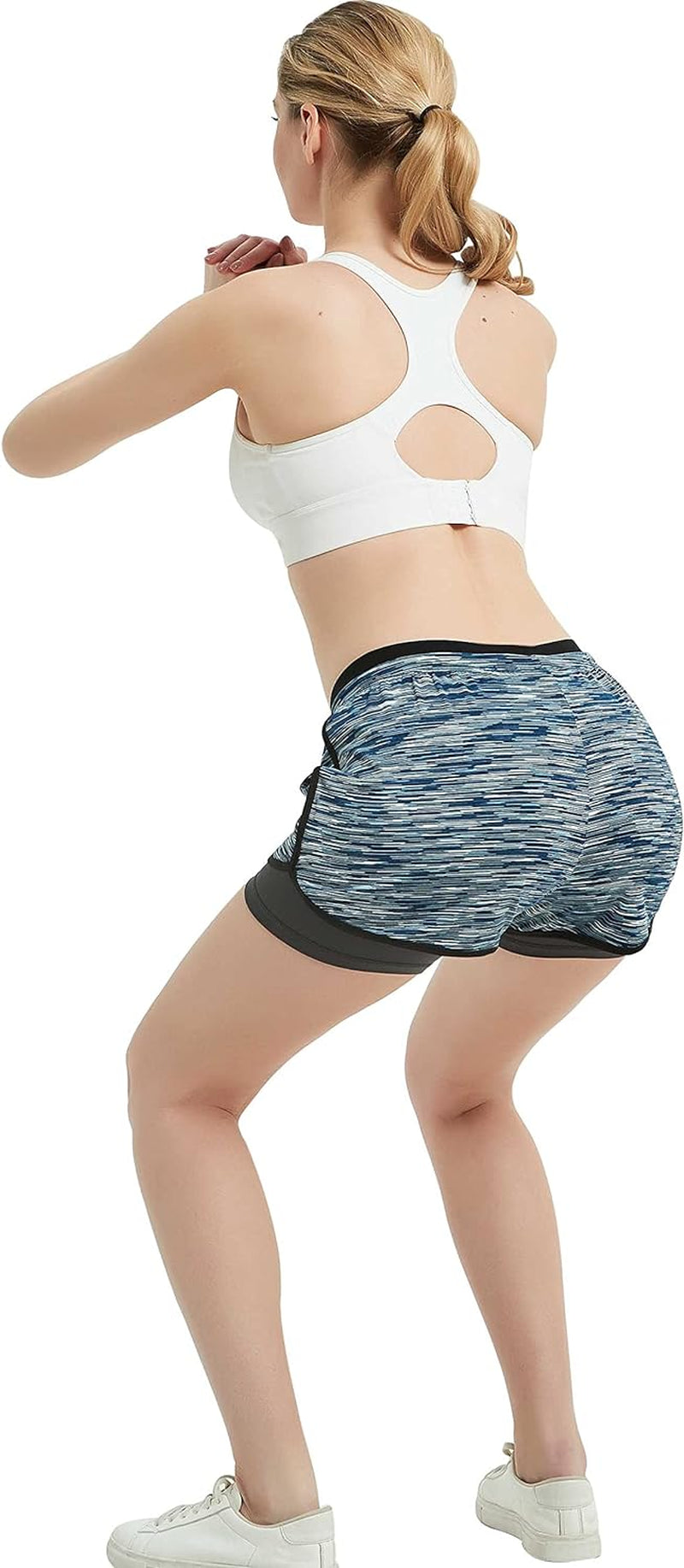 Women Workout Running Shorts 2 in 1 Active Yoga Gym Sport Shorts with Pockets