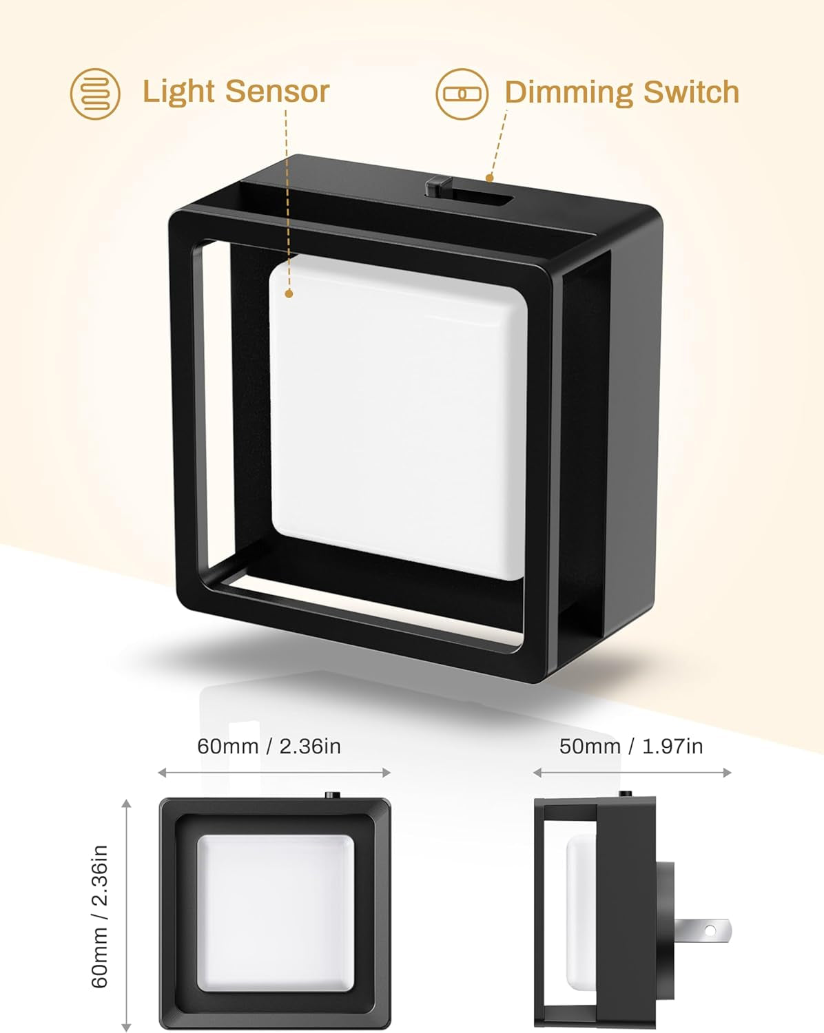 LED Night Light,  Night Lights Plug into Wall [2 Pack] with Dusk-To-Dawn Sensor, Dimmable Nightlights, Adjustable Brightness for Bathroom, Hallway, Bedroom,Kids Room,Stairway,Soft White 3000K