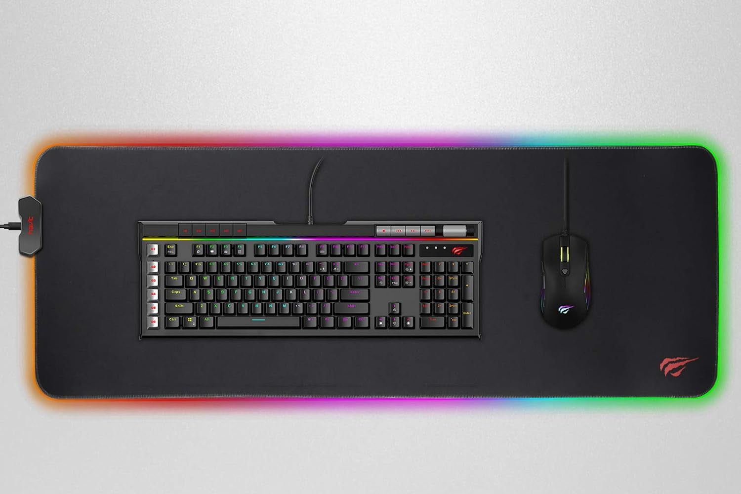 RGB Gaming Mouse Pad Soft Non-Slip Rubber Base Mouse Mat for Laptop Computer PC Games (27.5 X 11.2 X 0.11 Inches, Black)