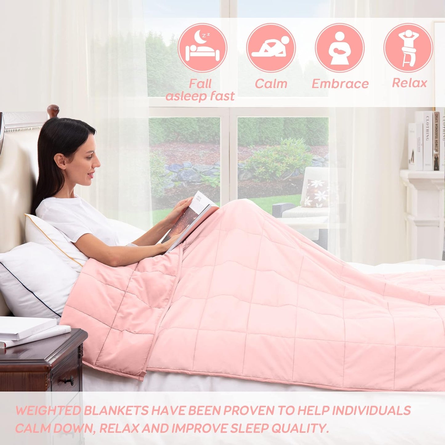Weighted Blanket Queen Size 15 Pounds 60X80 in Cooling Weighted Blanket for Adults 1800 Brushed Microfiber Heavy Blanket with Premium Glass Beads Pink