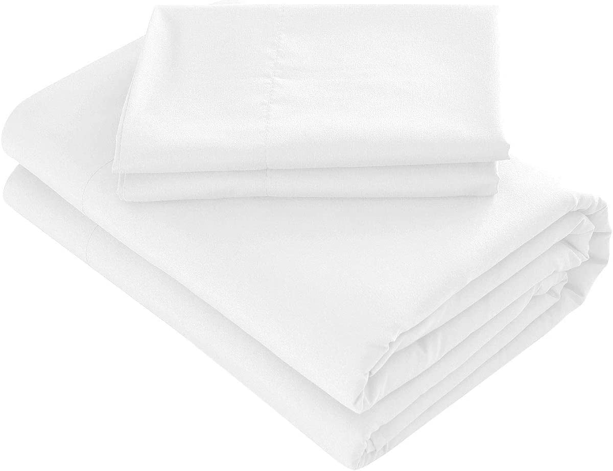 Bed Sheets - 4 Piece King Size Sheets, Deep Pocket Fitted Sheet, Flat Sheet, Pillow Cases - White