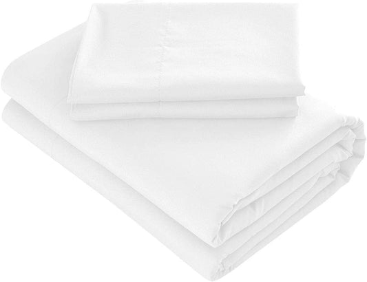 Bed Sheets - 4 Piece King Size Sheets, Deep Pocket Fitted Sheet, Flat Sheet, Pillow Cases - White