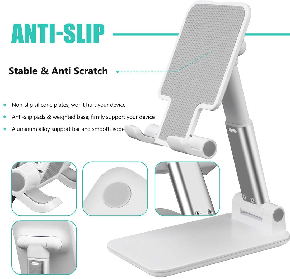 Cell Phone Stand for Desk,Angle Height Adjustable Phone Holder for Office,Compatible with Iphone15 14 13 12 11 Pro XS Max XR 8 7 6S Plus,Samsung S20+Note10,Tablets,Charging Accessories