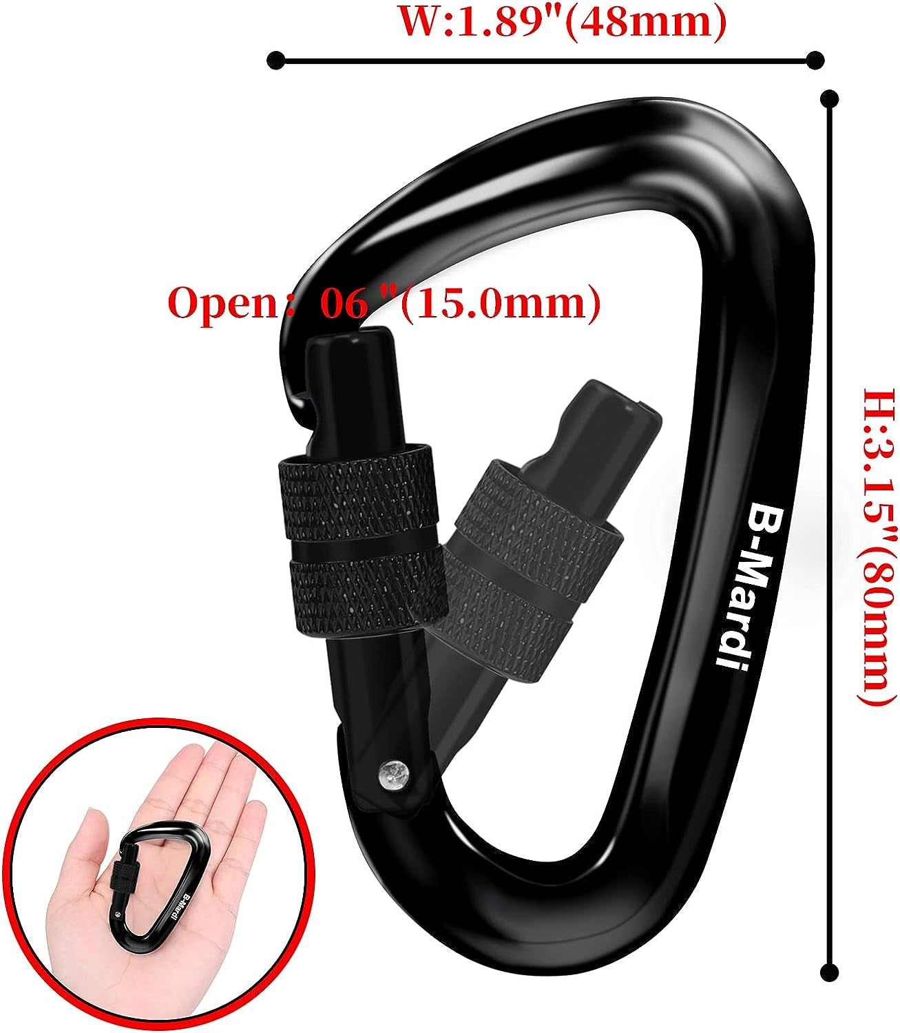 Carabiner Clips Heavy Duty 12Kn (2697 Lbs)-Lightweight Locking Carabiners for Securing Pets, Camping, Hiking, Hammock, Dog Leash Harness, Keychains& Utility