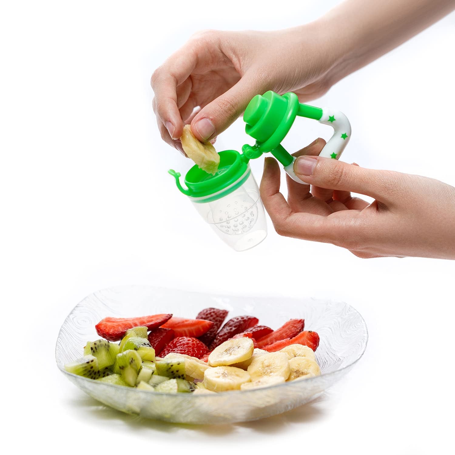Baby Fruit Pacifier Feeder - 2 Pack Silicone Fruit Teethers for Babies | Baby Food Pacifier Feeder | Baby Silicone Feeder for Infants | Baby Feeders for Baby Food Teethers | Baby (Blue&Green)