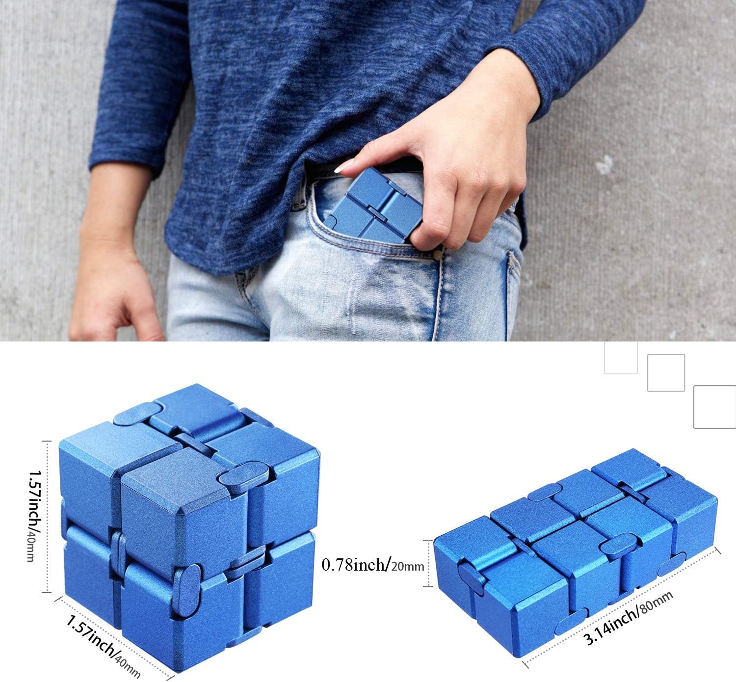 Infinity Cube Fidget Toy, Hand Killing Time Transform Cubes Magic Cubes for Kids and Adult(Blue -Silicone)