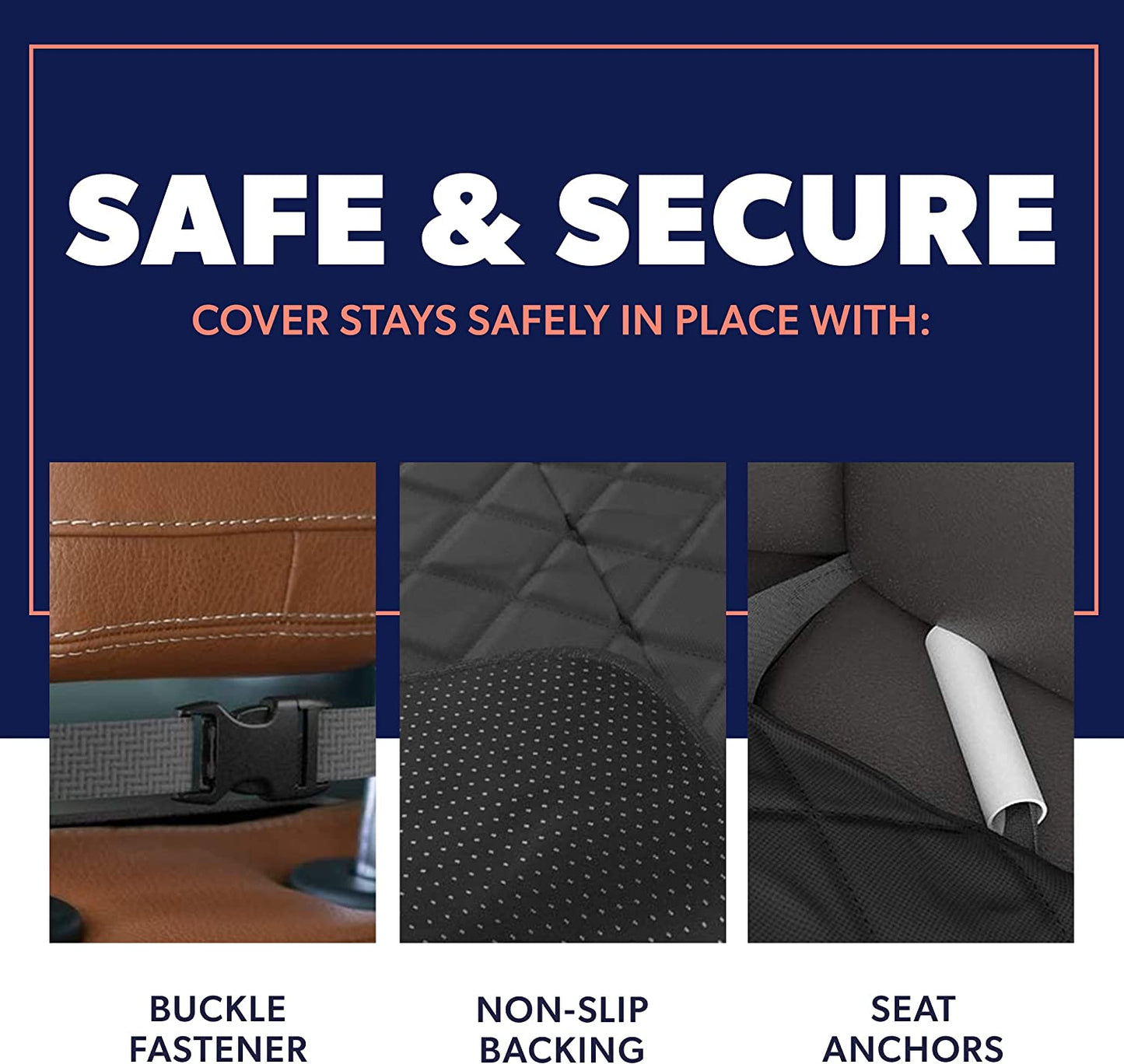 Front Dog Car Seat Cover for SUV, Trucks, Sedans. Waterproof Car Seat Covers for Dogs Front Seats Only. Car Seat Protector for Dogs- Black