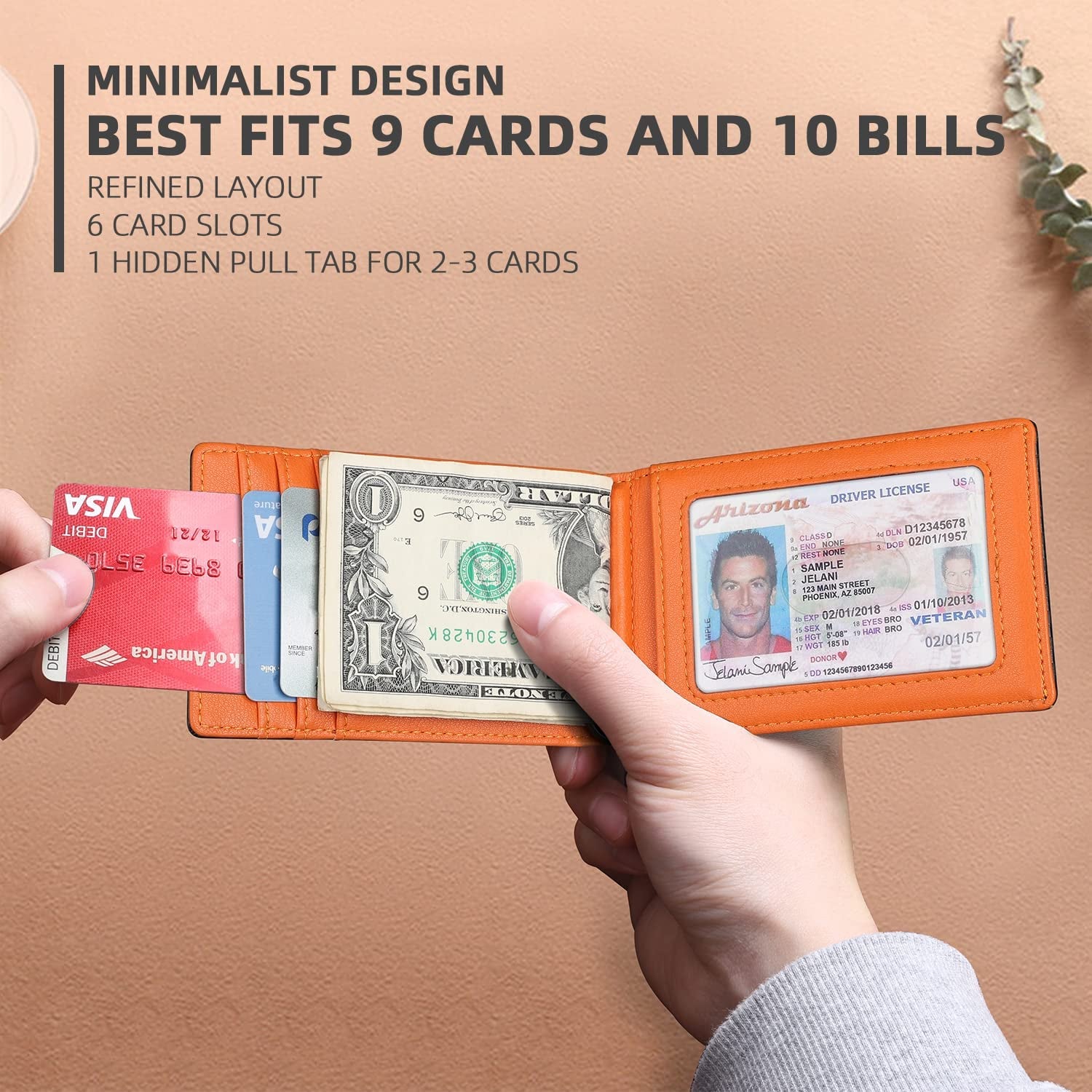 Wallet for Men-6 Slots ID Window-Mens Wallets-Slim Wallet Classic Spring Money Clip RFID Blocking-Gift for Men