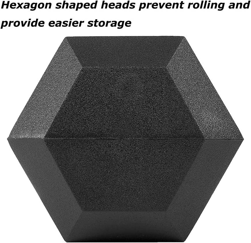 Dumbbells Free Weights Dumbbells Weight Set Rubber Coated Cast Iron Hex Black Dumbbell Pair (15, Pair)