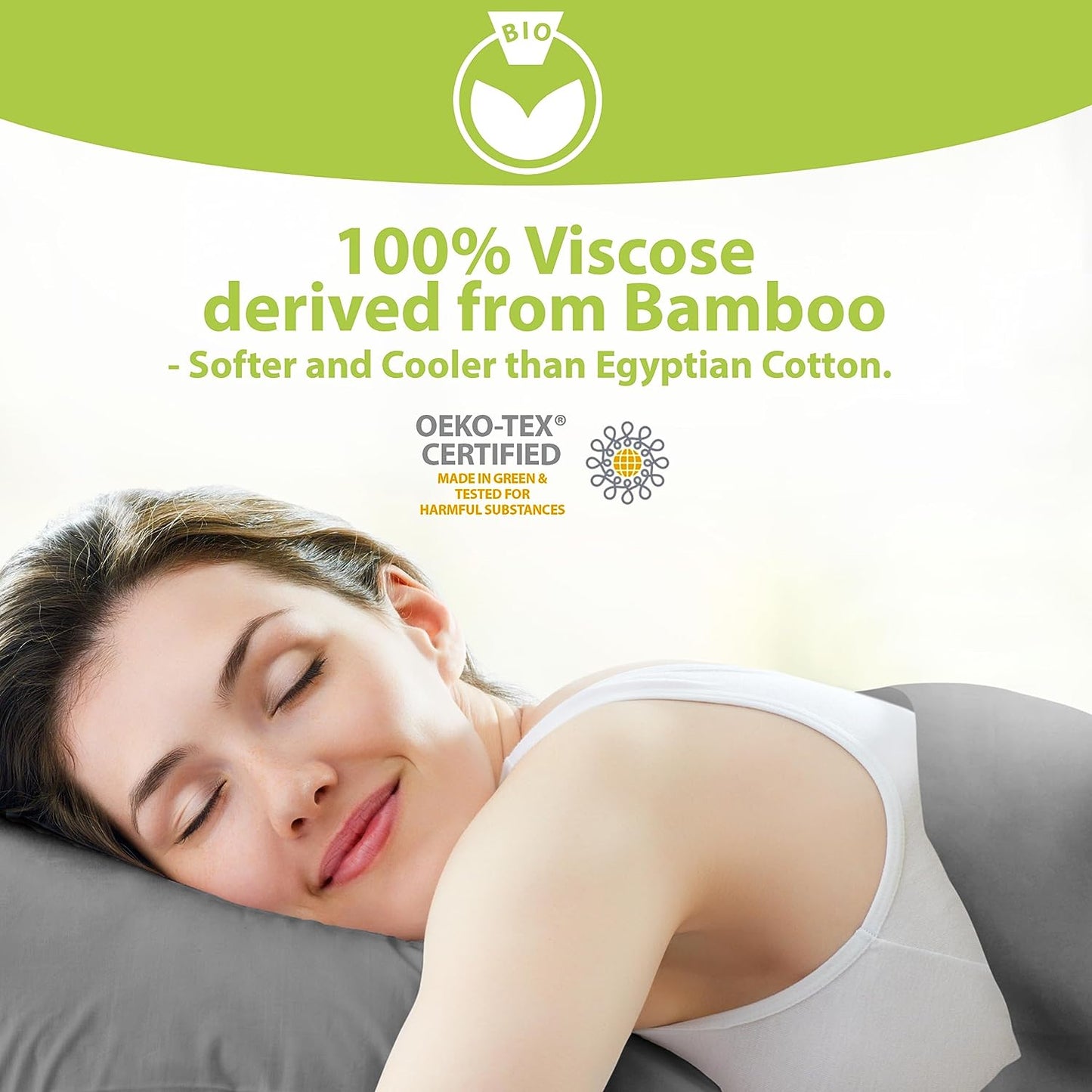 Viscose Derived from Bamboo Sheets California King - 6PC Set - Super Soft Cooling Sheets - up to 16’’ Deep Pocket - Luxury Series -1 Flat Sheet,1 Fitted Sheet,4 Pillowcases (Stonegrey)