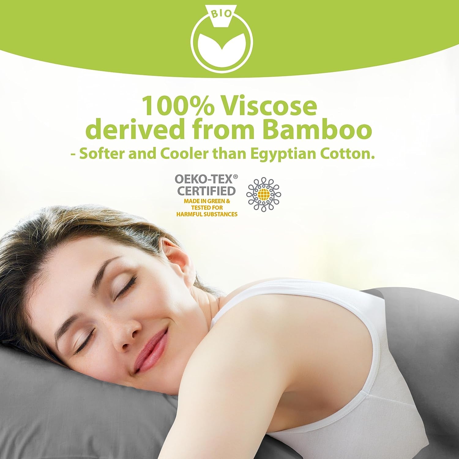 Viscose Derived from Bamboo Sheets California King - 6PC Set - Super Soft Cooling Sheets - up to 16’’ Deep Pocket - Luxury Series -1 Flat Sheet,1 Fitted Sheet,4 Pillowcases (Stonegrey)
