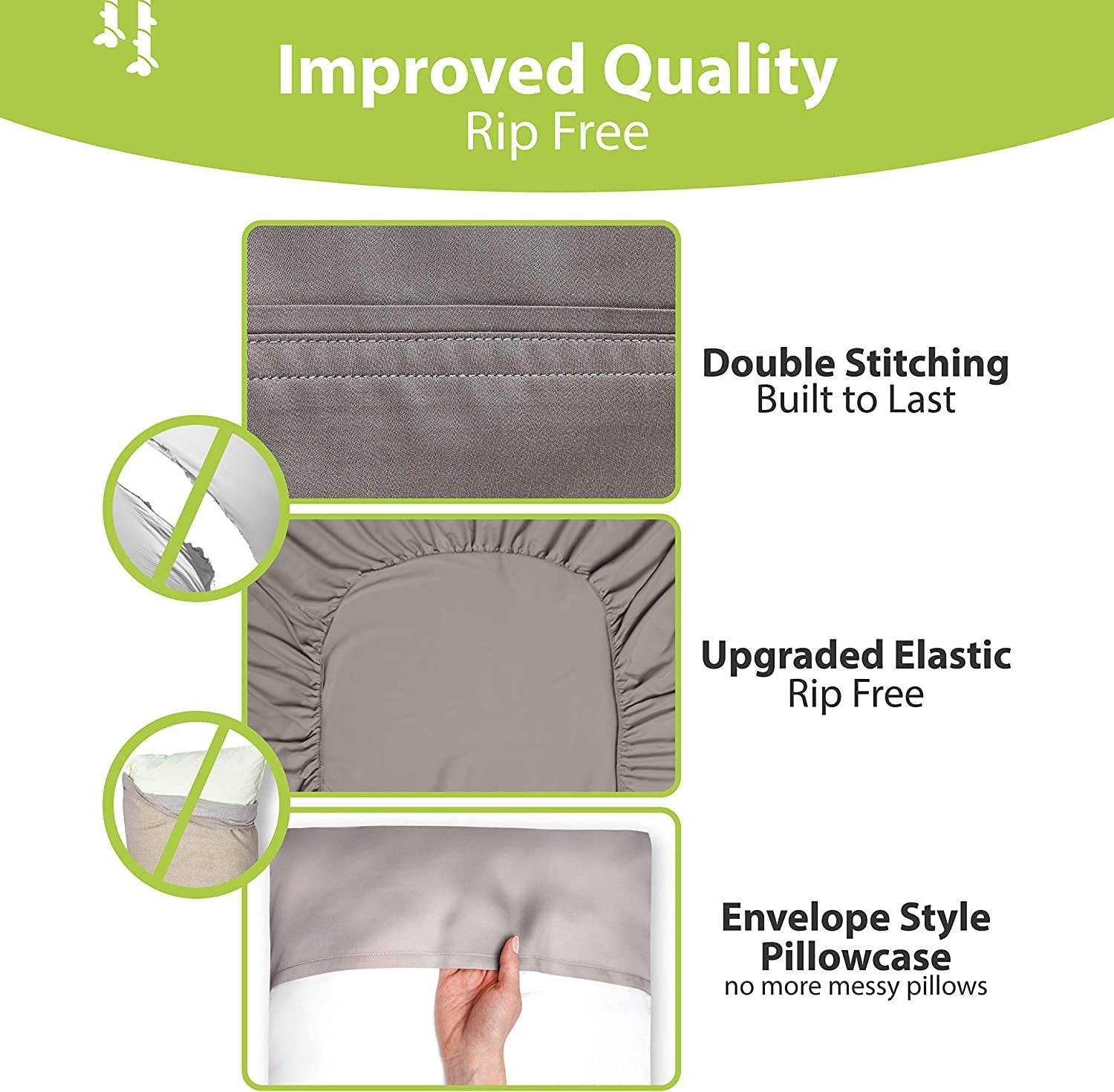 Viscose Derived from Bamboo Sheets California King - 6PC Set - Super Soft Cooling Sheets - up to 16’’ Deep Pocket - Luxury Series -1 Flat Sheet,1 Fitted Sheet,4 Pillowcases (Stonegrey)