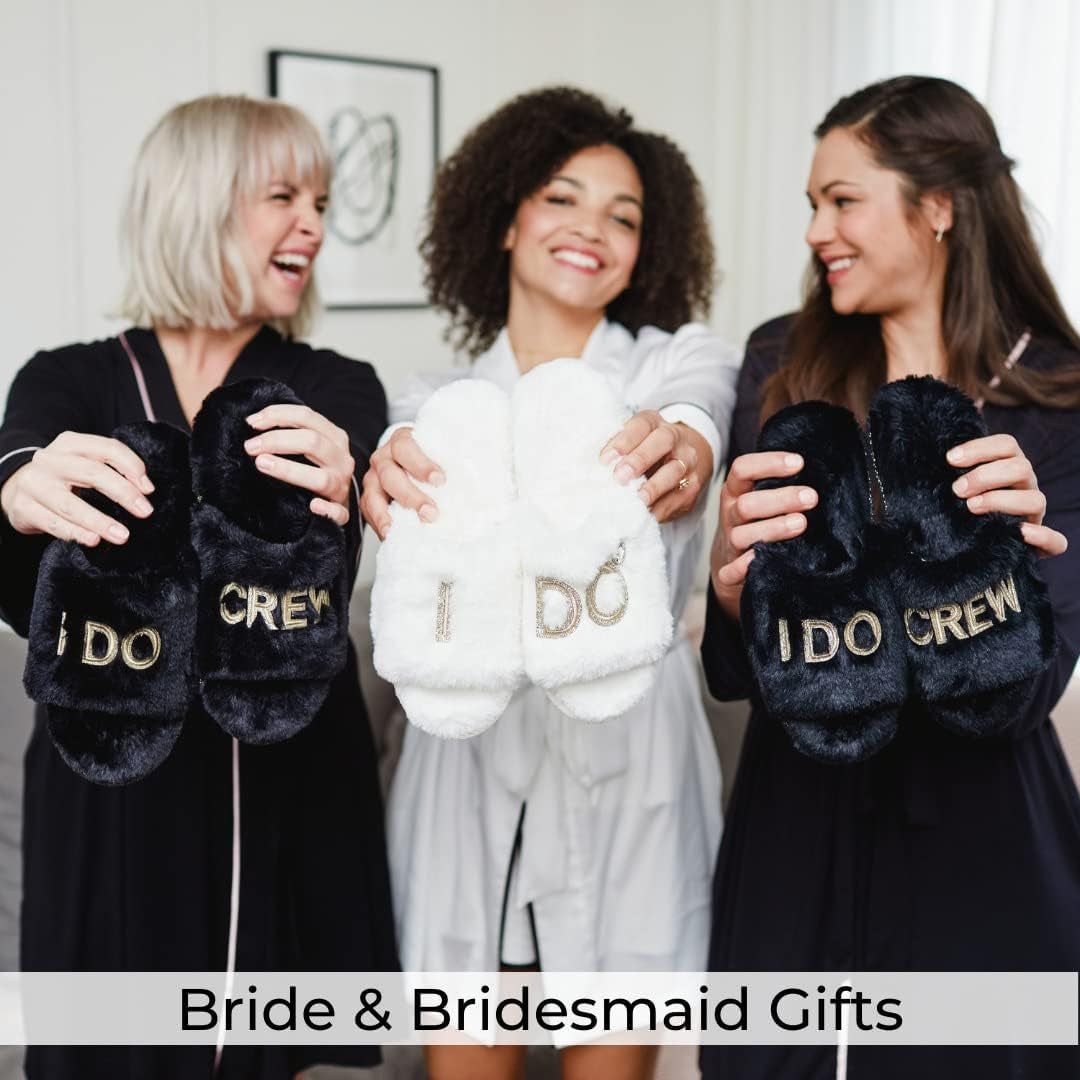 Womens Bride and Bridesmaid Gifts I Do Crew Slippers for Wedding and Bachelorette Party