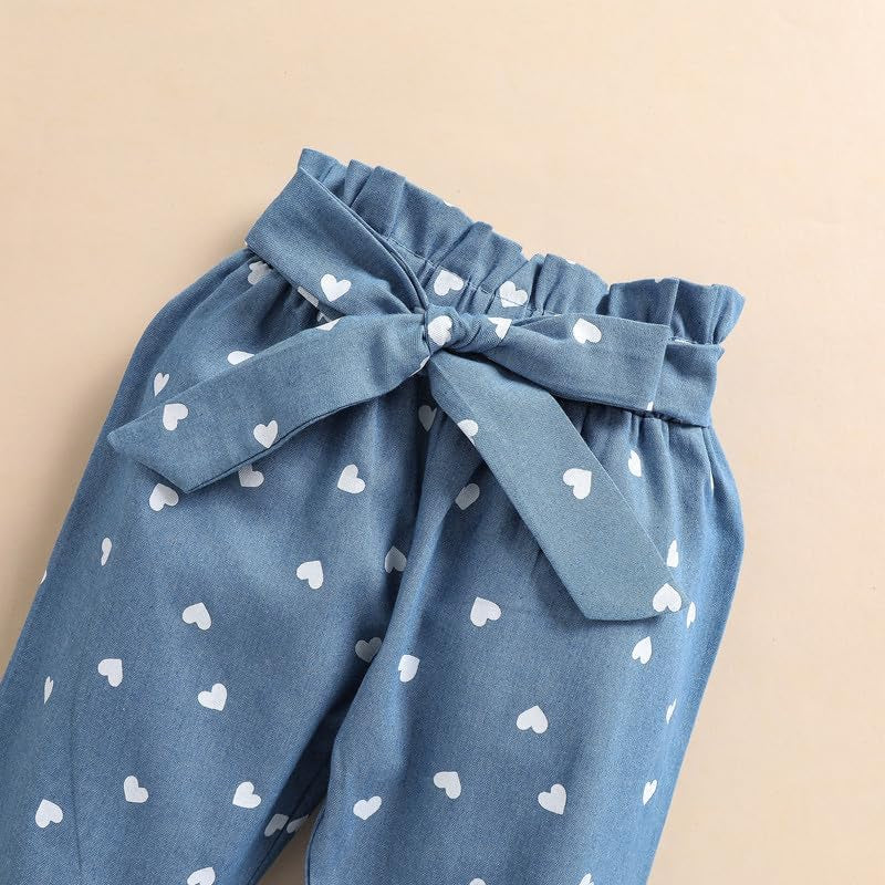 Newborn Baby Girls Clothes Ribbed Ruffled Romper+Floral Pants+Headband Infant Outfit Set