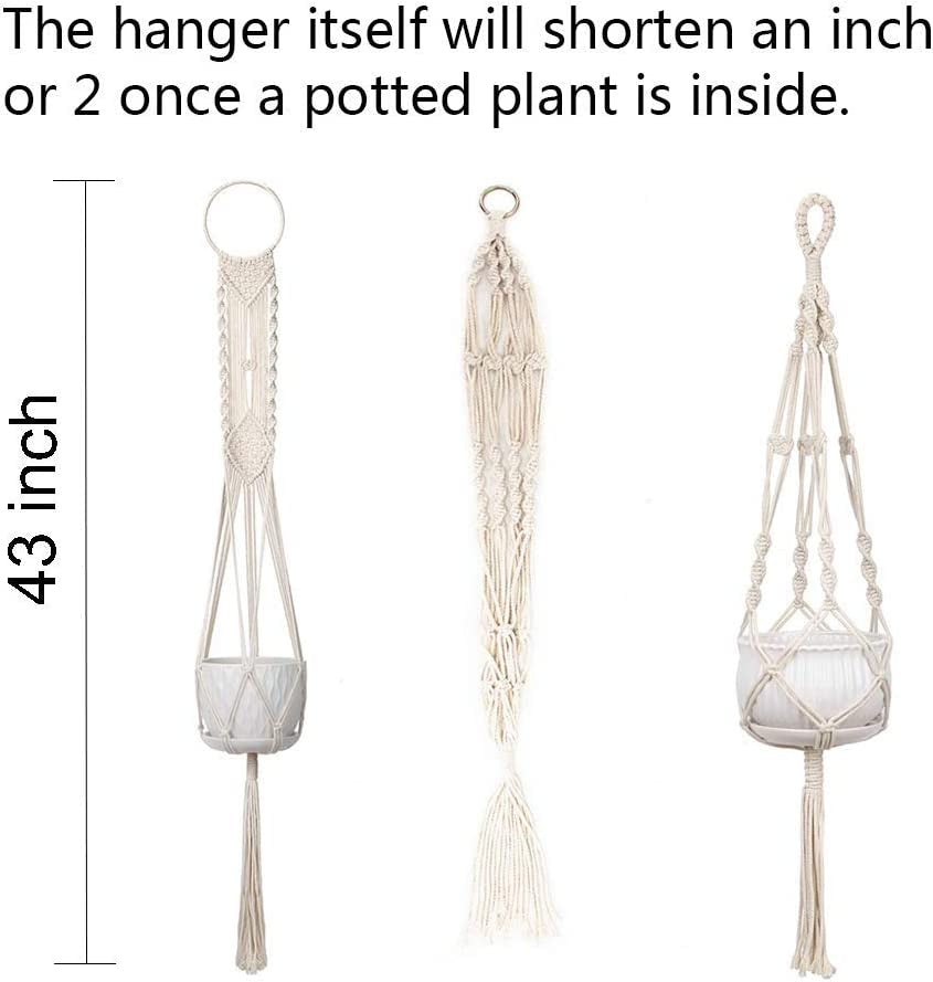 Macrame Plant Hanger Indoor, Set of 4 Indoor Hanging Planter, Handmade Hanging Plant Holder - 43 Inch, 4 Legs