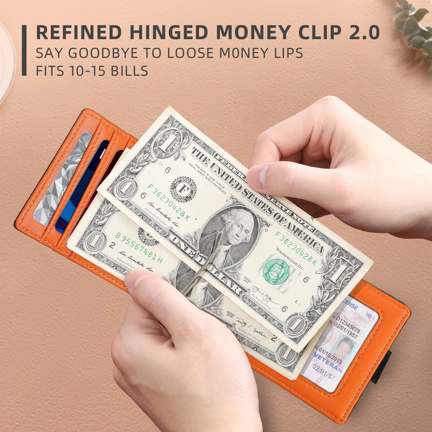 Wallet for Men-6 Slots ID Window-Mens Wallets-Slim Wallet Classic Spring Money Clip RFID Blocking-Gift for Men
