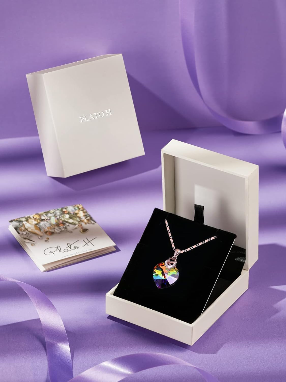 3 Heart Crystal Necklace for Women Gifts for Her Pendant Crystal Jewelry Necklace for Girl Wedding Gifts for Anniversary Day Mother'S Day Valentine’S Day Birthday