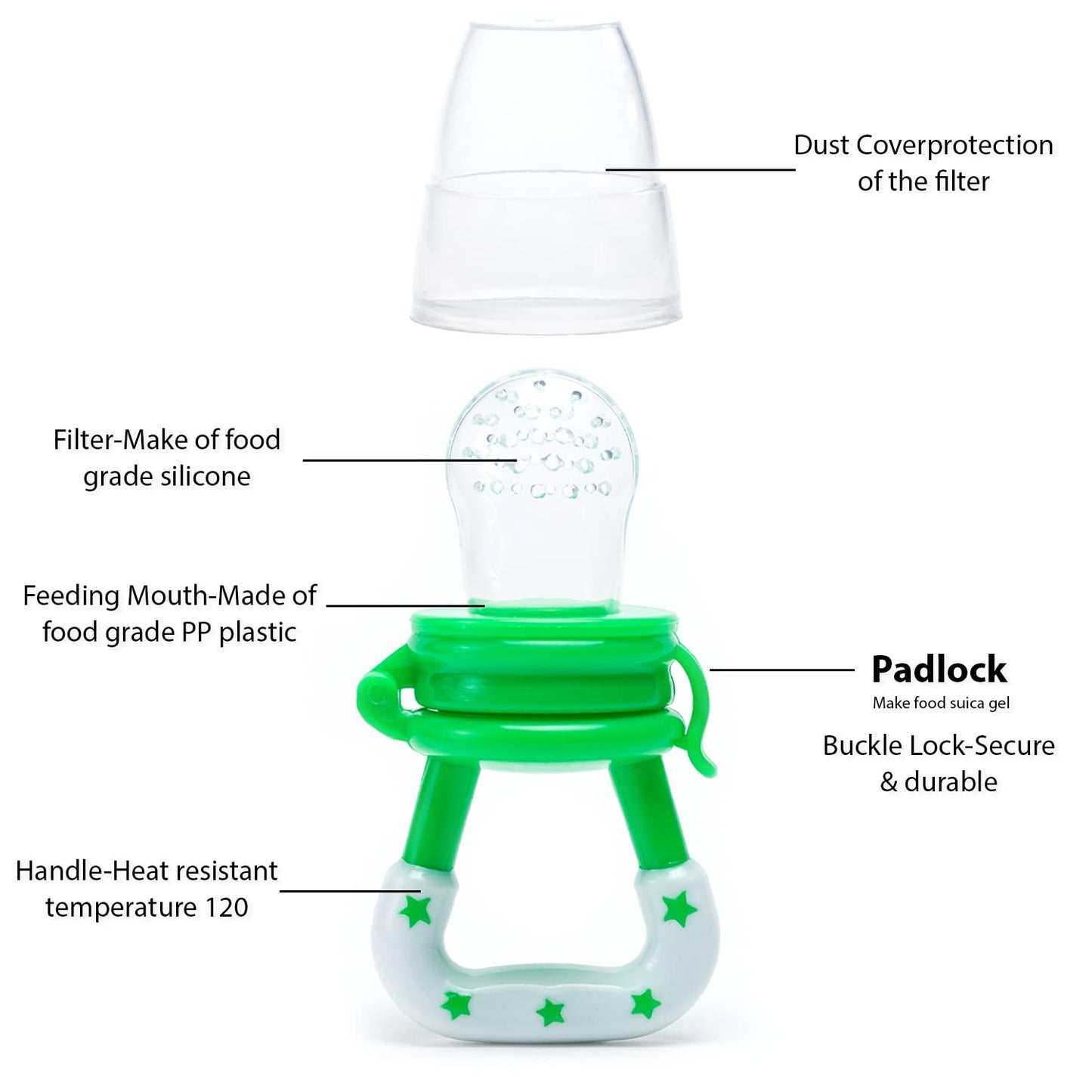 Baby Fruit Pacifier Feeder - 2 Pack Silicone Fruit Teethers for Babies | Baby Food Pacifier Feeder | Baby Silicone Feeder for Infants | Baby Feeders for Baby Food Teethers | Baby (Blue&Green)
