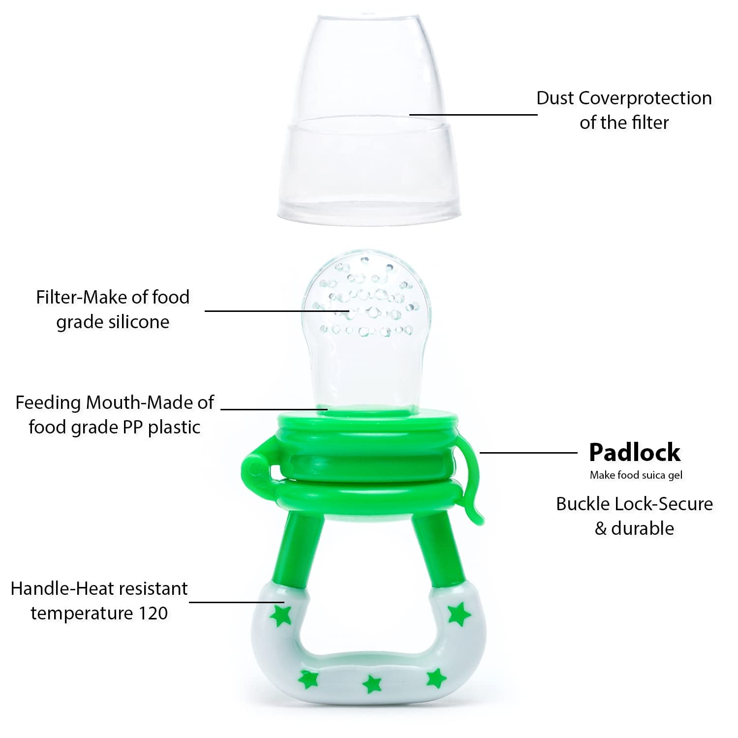 Baby Fruit Pacifier Feeder - 2 Pack Silicone Fruit Teethers for Babies | Baby Food Pacifier Feeder | Baby Silicone Feeder for Infants | Baby Feeders for Baby Food Teethers | Baby (Blue&Green)