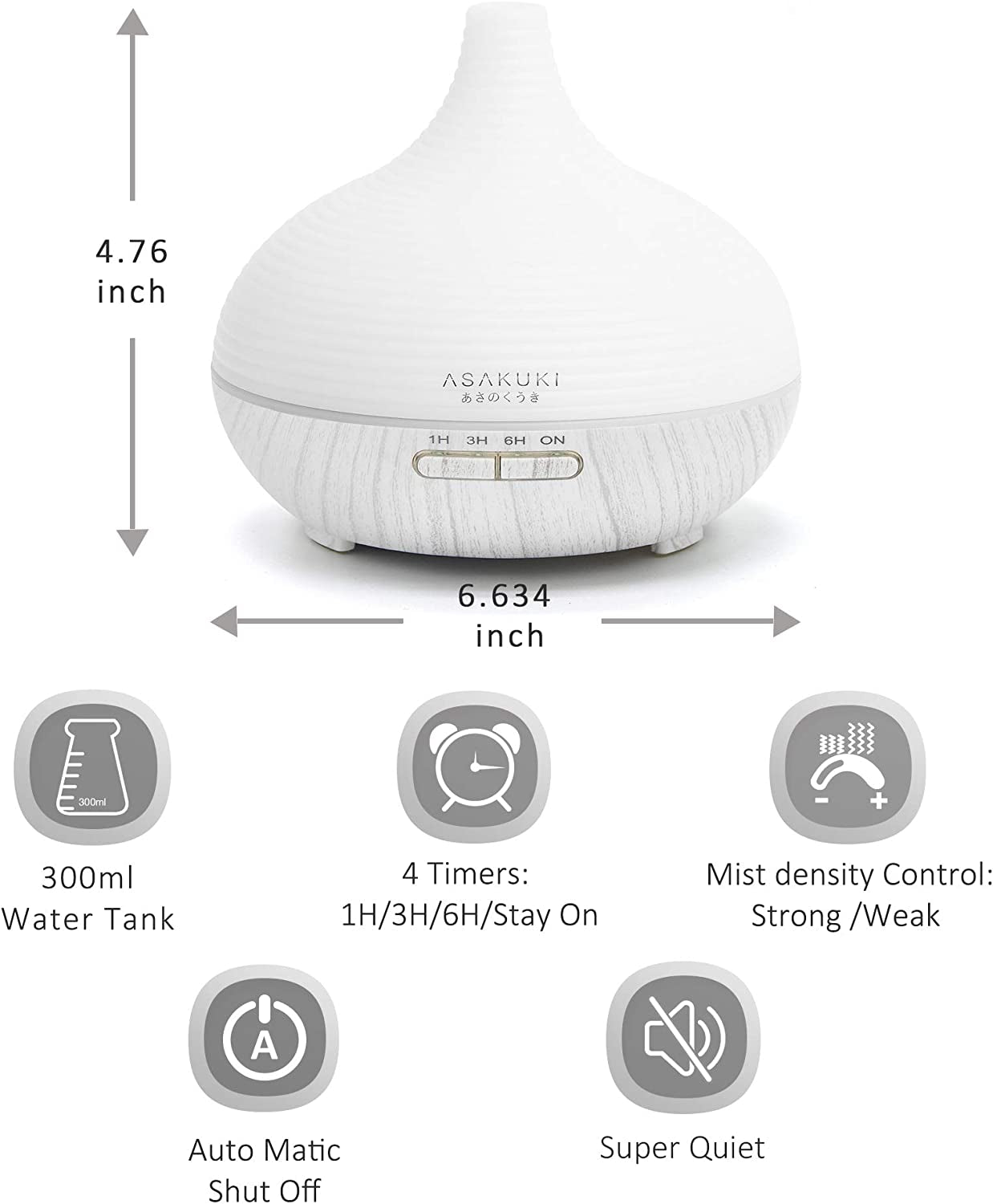300ML Premium, Essential Oil Diffuser, Quiet 5-In-1 Humidifier, Natural Home Fragrance Diffuser with 7 LED Color Changing Light and Easy to Use